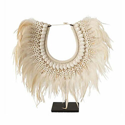 Paris Prix Statue Déco en Bois Collier Dora 45cm Blanc 