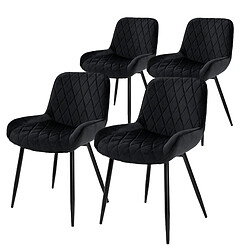 ML-Design Set de 4 chaises de salle à manger rembourrées assise dossier noir velours