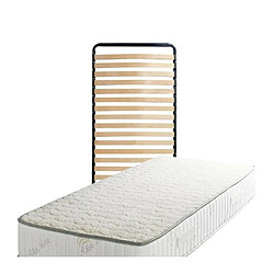 King Of Dreams Matelas 90x190 + Sommier + pieds + Protège Matelas Offerts Mousse Poli Lattex Indéformable 23 cm Ferme 