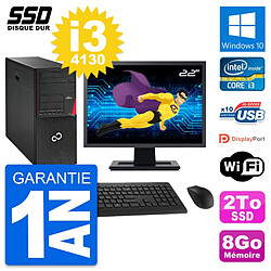 PC Tour Fujitsu P720 Ecran 22" Intel i3-4130 RAM 8Go SSD 2To Windows 10 Wifi - Occasion