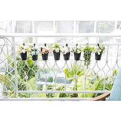 BESTA Lot de 8 pots de fleurs suspendus en métal avec seau en fer pour balustrade, balcon, jardin, décoration d'intérieur, support de fleurs avec crochet amovible, noir, 10,2 cm.