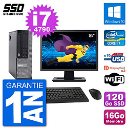 PC Dell 9020 SFF Ecran 27" Intel i7-4790 RAM 16Go SSD 120Go Windows 10 Wifi