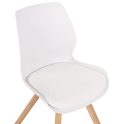 Decoshop26 Chaise de salle à manger x1 design scandinave en plastique et PVC blanc et pieds en bois carrés clair 10_0002302 pas cher