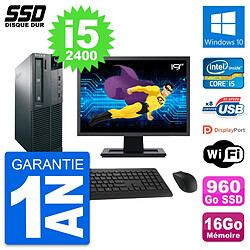 PC Lenovo M82 SFF Ecran 19" Intel i5-2400 RAM 16Go SSD 960Go Windows 10 Wifi - Occasion