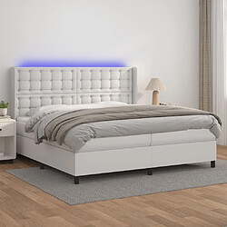 Sommier à lattes et matelas LED,Cadre à lattes de lit pour Adulte Blanc 200x200 cm Similicuir -MN47674