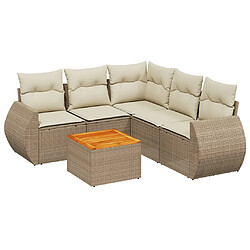 vidaXL Salon de jardin avec coussins 6 pcs beige résine tressée