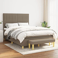 vidaXL Sommier à lattes de lit avec matelas Taupe 140x190 cm Tissu 