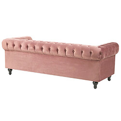 Beliani Ensemble canapé et fauteuil en velours rose 4 places CHESTERFIELD pas cher