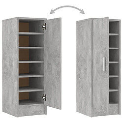 vidaXL Armoire à chaussures Gris béton 32x35x92 cm Bois d’ingénierie pas cher