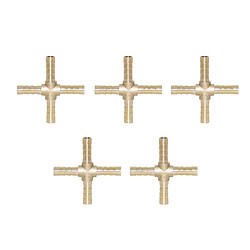 5 pcs croix tuyau barb 4 voies en laiton barbelé raccords adaptateur de raccord 6mm