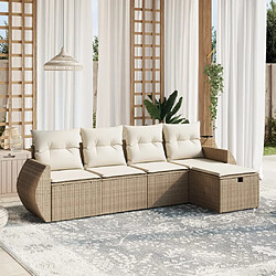 Maison Chic Salon de jardin avec coussins 5 pcs, Ensemble Tables et chaises de jardin,, Ensemble Tables et chaises de jardin, beige résine tressée -GKD451400