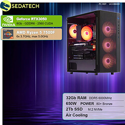 Sedatech PC Gamer • AMD Ryzen 5 7500F • RTX3050 • 32Go DDR5 • 2To SSD M.2 • sans OS