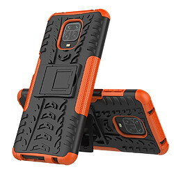 Coque en TPU hybride solide avec béquille orange pour votre Xiaomi Redmi Note 9 Pro Max