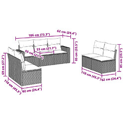 Avis vidaXL Salon de jardin avec coussins 7 pcs gris clair résine tressée