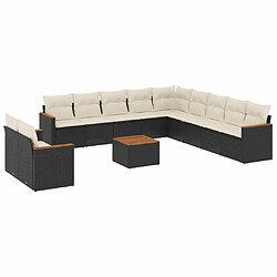 Maison Chic Salon de jardin 12 pcs avec coussins, Ensemble Tables et chaises d'extérieur noir résine tressée -GKD980818