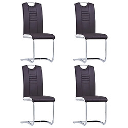 Maison Chic Lot de 4 Chaises à manger cantilever,Chaises de cuisine style scandinave - marron similicuir -MN93463