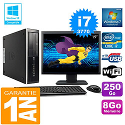 PC HP Compaq 8300 SFF Core I7-3770 Ram 8Go Disque 250 Go Wifi W7 Ecran 19" - Occasion