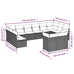 Avis vidaXL Salon de jardin avec coussins 12 pcs gris résine tressée