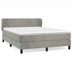 Maison Chic Lit Adulte - Lit simple Lit à sommier tapissier et matelas moelleux - Meuble de Chambre - Gris clair 140x190cm Velours -MN62011