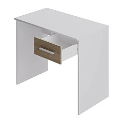 Avis Bureau Petit Tiroir - Décor blanc et chene - L 90 x P 50 x H 74 cm