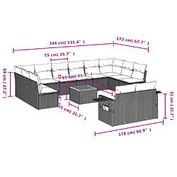 Acheter vidaXL Salon de jardin avec coussins 13 pcs noir résine tressée