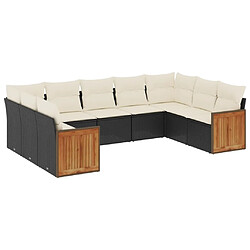 Maison Chic Ensemble Tables et chaises d'extérieur 9 pcs avec coussins,Salon de jardin noir résine tressée -GKD361084