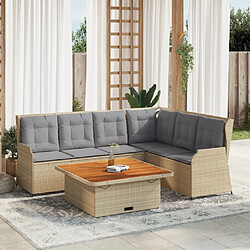 vidaXL Salon de jardin avec coussins 5 pcs beige résine tressée 