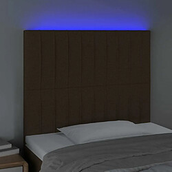 Avis Maison Chic Tête de lit moderne à LED lumineuse pour chambre - Décoration de lit Marron foncé 100x5x118/128 cm Tissu -MN89152