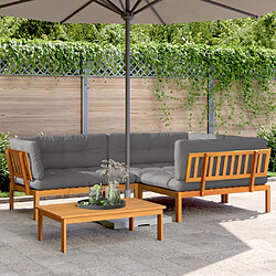 vidaXL Salon palette de jardin avec coussins 4pcs bois d'acacia massif