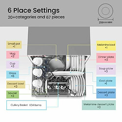 Comfee Lave-vaisselle pose libre ?43.8*50*55 cm- Niveau sonore :47db- Capacité : 6 couverts- Classe énergétique : Classe énergétique F- 6 programmes - moteur induction- Durée du cycle de lavage standard-58min