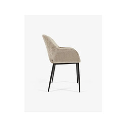 LF SALON Chaise Lot de 4 fauteuils Konna en chenille beige