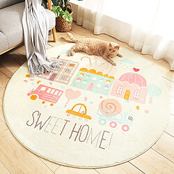 LUUCOZK Tapis moelleux en fausse fourrure tapis à poils longs pour chambre à coucher salon-Cake town-Diamètre-120cm 