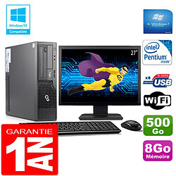 PC Fujitsu Esprimo E500 E85+ SFF G640 RAM 8Go Disque 500Go Wifi W7 Ecran 27" - Occasion