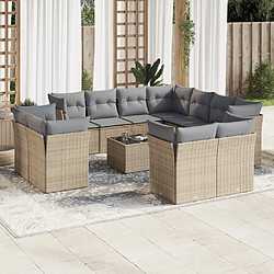 Maison Chic Salon de jardin avec coussins 12 pcs | Ensemble de Table et chaises | Mobilier d'Extérieur beige résine tressée -GKD24845