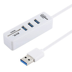 Wewoo Lecteur de cartes TF / SD 2 en 1 + 3 x Convertisseur de ports USB 3.0 vers USB 3.0, Longueur du câble: 26 cm (Blanc) 