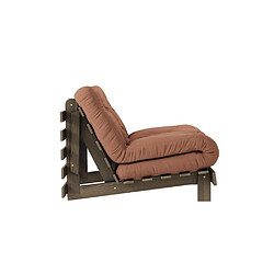 Inside 75 Fauteuil convertible futon ROOTS pin carob brown matelas clay brown couchage 90 x 200 cm pas cher