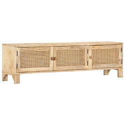 Maison Chic Meuble TV scandinave - Banc TV pour salon 140x30x40 cm Bois de manguier et canne naturelle -MN67840