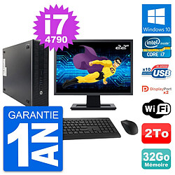 PC HP 600 G1 SFF Ecran 22" Intel i7-4790 RAM 32Go Disque Dur 2To Windows 10 Wifi - Occasion