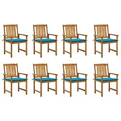 Maison Chic Lot de 8 Chaises de jardin,Fauteuil d'extérieur avec coussins Bois d'acacia solide -MN15380