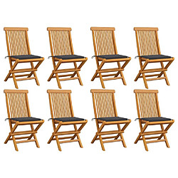 Maison Chic Lot de 8 Chaises de jardin,Fauteuil d'extérieur avec coussins anthracite Teck massif -MN86863