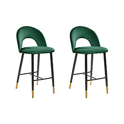 Beliani Tabouret de bar Set de 2 Velours Vert émeraude FALTON 