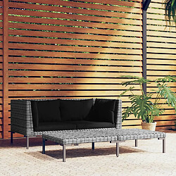 Maison Chic Salon de jardin 3 pcs - Table et chaises d'extérieur - Mobilier/Meubles de jardin Moderne Gris foncé Résine tressée demi-ronde -MN48090