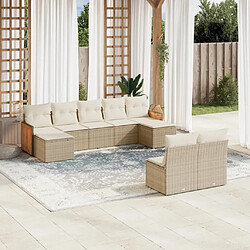 Maison Chic Salon de jardin avec coussins 9 pcs | Ensemble de Table et chaises | Mobilier d'Extérieur beige résine tressée -GKD73237