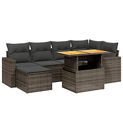 vidaXL Salon de jardin avec coussins 7 pcs gris résine tressée