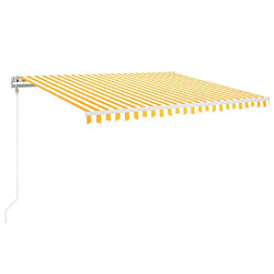 Maison Chic Auvent automatique | Store banne extérieur | Marquise capteur de vent LED 450x350cm Jaune et blanc -MN91982