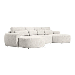 Bestmobilier Mahina - canapé panoramique en U 7 places - convertible avec coffre - en tissu bouclette Mahina - canapé panoramique en U 7 places - convertible avec coffre - en tissu bouclette - Beige