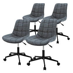 ML-Design 4x Chaise de bureau pivotante en simili anthracite tabouret pour salon/travail 