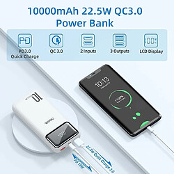 YOBON Batterie Externe 22.5W, Odetrik 10000mAh Power Bank PD Charge Rapide QC 3.0 avec 3 Ports Sortie Compatible avec Smart Phone Tablette