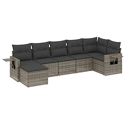 vidaXL Salon de jardin avec coussins 7 pcs gris résine tressée