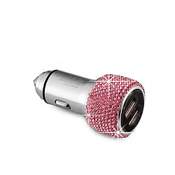 Avis Wewoo Chargeur rapide USB double en alliage d'aluminium QC3.0 de voiture diamant rose